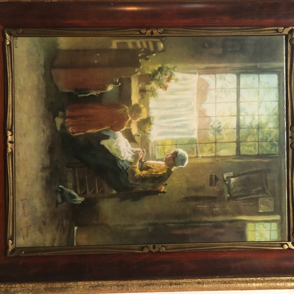 vintage print "the busy mother" Bernarde de Hoog (1867-1943) wood framed - Picture 7 of 9
